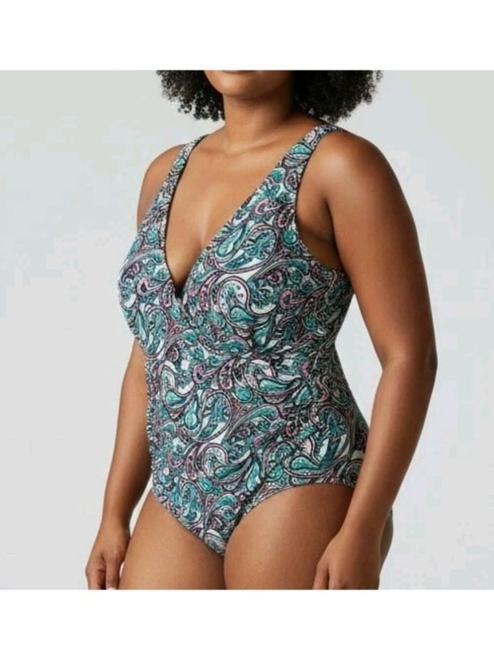 Tahiiti Womens Swimsuit Paisley One Piece Ruched Sides 3X 22w 24w